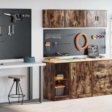 vidaXL Garagekasten 2 st Spaanplaat gerookt eiken, Verzenden