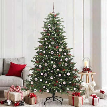 vidaXL Kunstkerstboom Groen 210 cm PVC en Metaal en Plastic, Verzenden, Nieuw