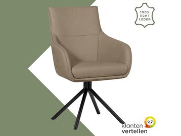 Leren draaibare eetkamerstoel Fancy - Toledo Mocca, Nieuw, Leer, Ophalen of Verzenden, 90 cm of meer