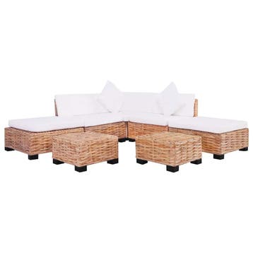 vidaXL Loungeset natuurlijk rattan 18-delig, Verzenden