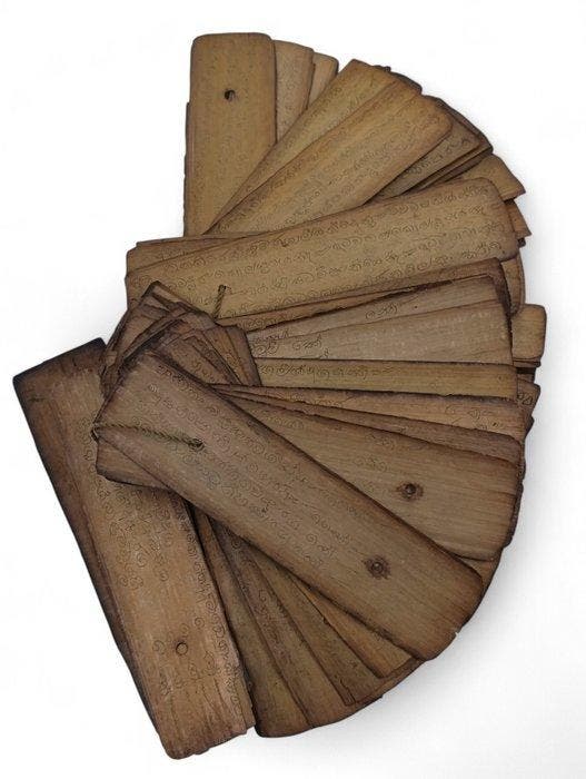 Zeldzaam palmblad-manuscript, 107 bladen - Palm, Hout - Sri, Antiek en Kunst, Kunst | Niet-Westerse kunst