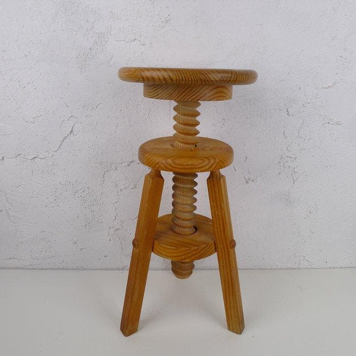 Kruk - Hout - krukje hout schroef, Antiek en Kunst, Kunst | Designobjecten
