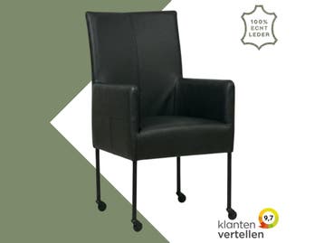 Leren eetkamerstoel Spark - Toledo Nero (zwart) - Poten, Huis en Inrichting, Stoelen, Zwart, Nieuw, Ophalen of Verzenden, Eén