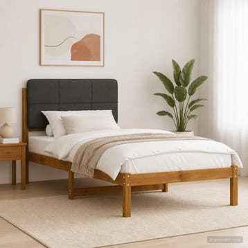 vidaXL Bedframe met gestoffeerd hoofdbord Naturel en, Verzenden, Nieuw