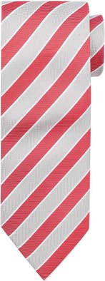 Stropdas Zijde Rood Grijs Streep maat  Heren, Vêtements | Hommes, Cravates, Verzenden