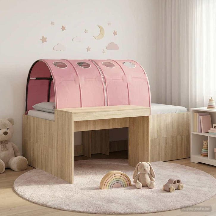 vidaXL Bedframe met tunnel 3 st Sonoma eiken en roze Bewerkt, Maison & Meubles, Chambre à coucher | Lits, Envoi