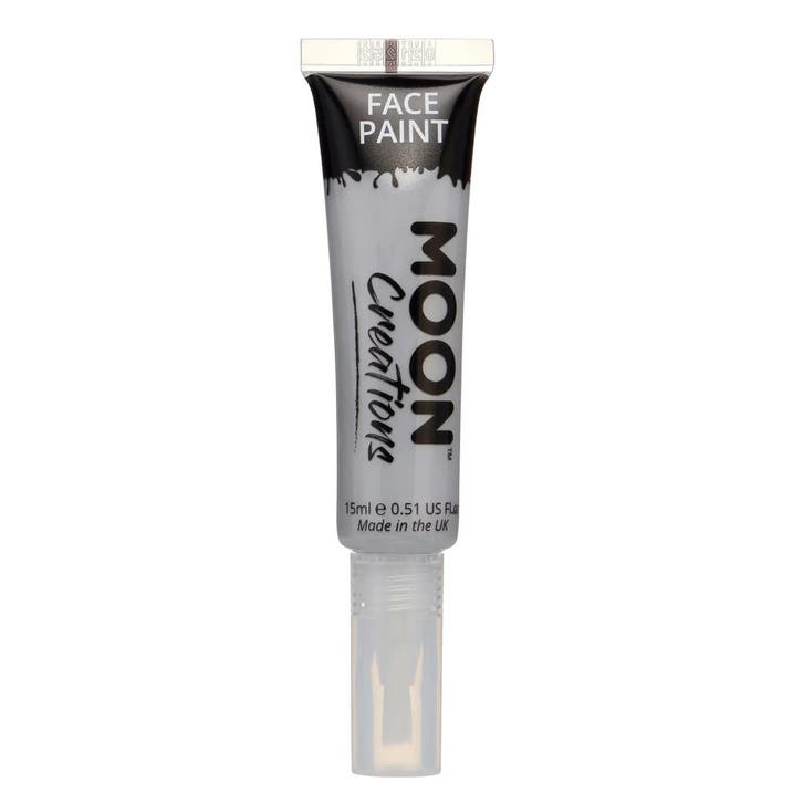 Moon Creations Face Paint with Brush Applicator Grey 15ml, Hobby en Vrije tijd, Feestartikelen, Nieuw, Verzenden