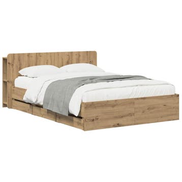 vidaXL Bedframe met opbergruimte en hoofdbord Artisanaal, Verzenden, Nieuw