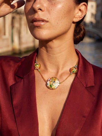 Murano-glas, 24 kt goud ondergedompeld - Halsketting -