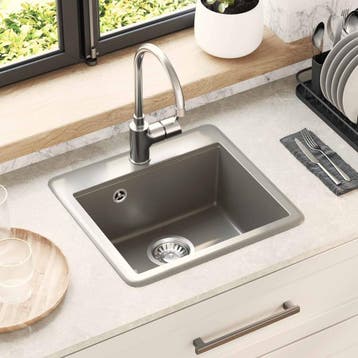 vidaXL Wasbak Grijs 470 x 440 mm Graniet, Verzenden