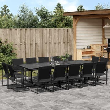 vidaXL 15-delige Tuinset textileen zwart, Verzenden, Nieuw, Tuinset