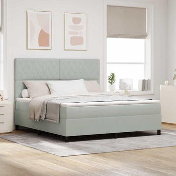 vidaXL LED Box Spring Bed met matras Lichtgrijs 180 x 200 cm, Verzenden, Nieuw