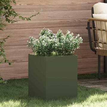 vidaXL Plantenbak Olijf Groen 32 x 32 x 40 cm Koudgewalst, Verzenden, Nieuw