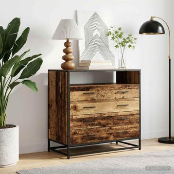 vidaXL Ladekast 4-Lade Oud hout 70 x 41 x 83,5 cm Bewerkt, Verzenden, Nieuw