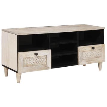 vidaXL TV Kast Bleached White 100 x 33 x 46 cm Massief Mango, Verzenden, Nieuw