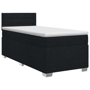 vidaXL Boxspringbed met matras met hoofdeinde Zwart 90 x 200, Verzenden, Nieuw
