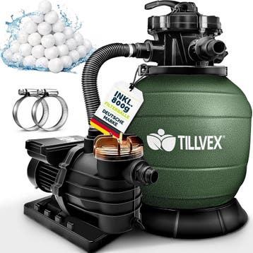 Tillvex® Zandfilter - Zandfilterpomp - 10200L/u - Groen, Tuin en Terras, Zwembad-toebehoren, Verzenden, Nieuw