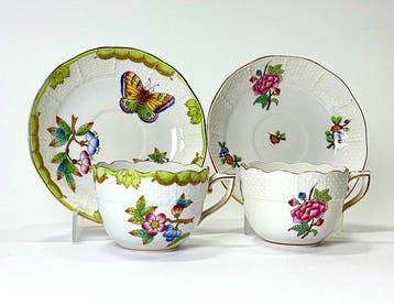 Herend Coppia di Tazzine con Piattino – Decori: Queen