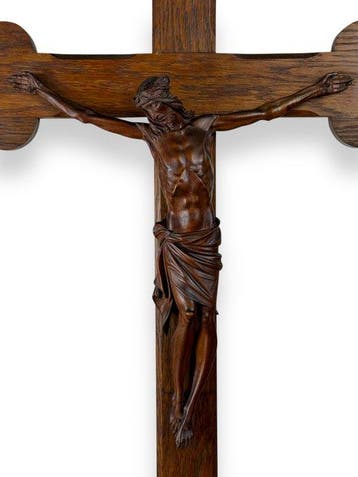 Crucifix - Pear, Eik - 1850-1900 - Monumentale - 70x40 cm