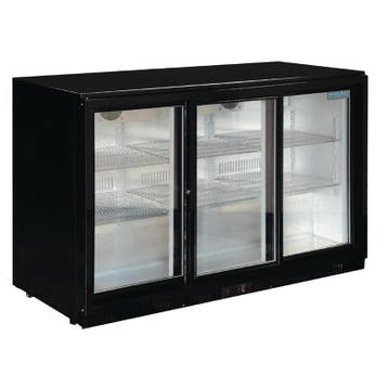 Polar G-serie 3-deurs barkoeling met schuifdeuren zwart 330, Verzenden, Nieuw in verpakking, Koelen en Vriezen