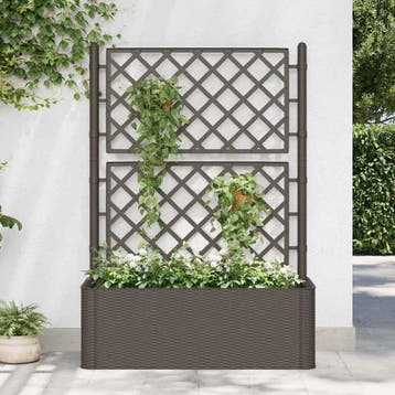 vidaXL Plantenbak hoog met latwerk en zelfbewateringssysteem, Tuin en Terras, Verzenden, Nieuw