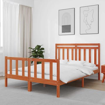 vidaXL Bedframe Wasbruin 205,5 x 155,5 x 100 cm Massief, Huis en Inrichting, Verzenden, Nieuw
