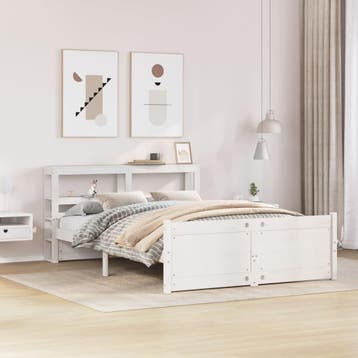 vidaXL Bedframe met hoofdeinde zonder matras 120x200 cm wit, Verzenden