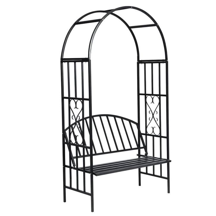 vidaXL Rozenboog met bank, Jardin & Terrasse, Poteaux, Poutres & Planches, Envoi