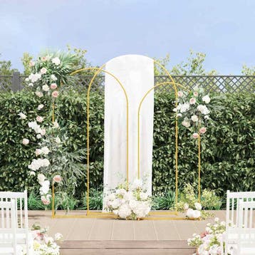 vidaXL Huwelijksboog 3 st Goud 120 x 40 x 217 cm Staal, Verzenden, Nieuw