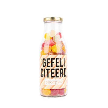 Eat your present Feliciteer-snoep - snoep in fles, Ophalen of Verzenden
