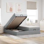 vidaXL Ottoman bed met matrassen 160x200cm stof lichtgrijs, Verzenden