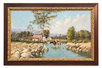 Catalan School (XIX-XX) -XL Format - Rural Landscape by the