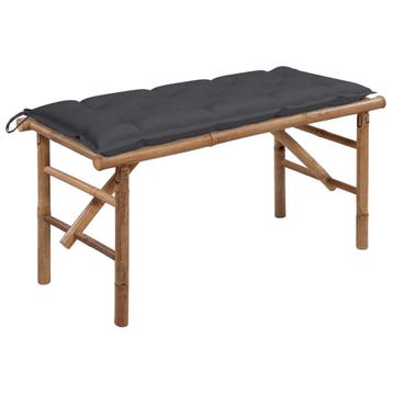 vidaXL Tuinbank inklapbaar met kussen 118 cm bamboe, Verzenden, Nieuw