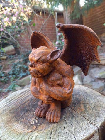 Sculpture, Sitting Gargoyle, Demon - 16 cm - Fonte