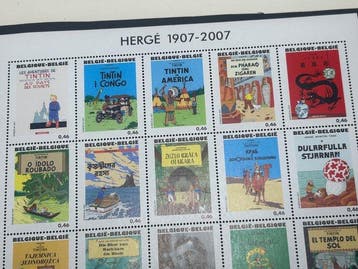 Belgische Post - Tintin - 25 Hoja completa de sellos tintin