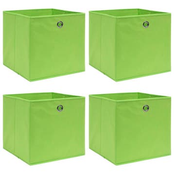 vidaXL Opbergboxen 4 st 32x32x32 cm stof groen, Verzenden