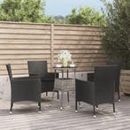 vidaXL 5-delige Bistroset met kussens poly rattan zwart, Verzenden, Nieuw