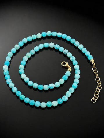 Amazoniet Ketting - 925 Sterlingzilver - Gefacet Edelsteen