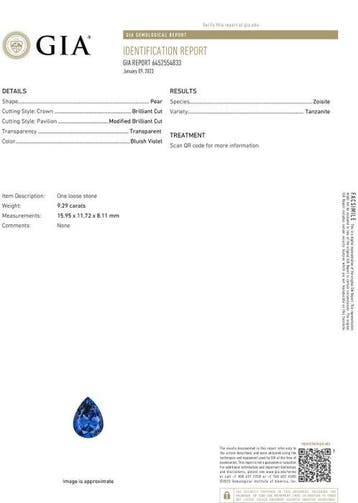 Cocktailring - 14 karaat Witgoud - 9.93ct. tw. Tanzaniet -
