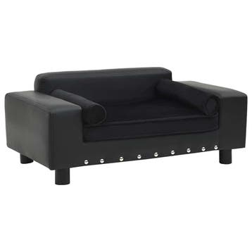 vidaXL Hondenbank 81x43x31 cm pluche en kunstleer zwart, Verzenden