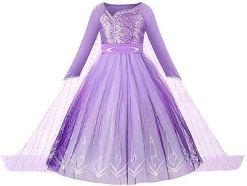 Prinsessenjurk - Paarse Elsa jurk - Lange mouw - Kleedje, Verzenden