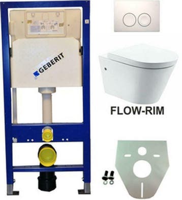 Geberit UP 100 Flow Rim wc+zitt.+ Delta 21 wit, Ophalen of Verzenden, Nieuw