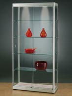 *TIP*  Luxe vitrinekast aluminium 100 cm met schuifdeuren f, Ophalen of Verzenden