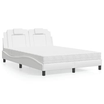 vidaXL Bed Viana met matras kunstleer wit 140x200 cm, Verzenden, Nieuw