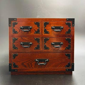 Kabinet - Keyaki-hout (Japanse zelkova), Hoogte: 22,5 cm -, Antiek en Kunst