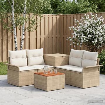 vidaXL Bankstel 6 st 4-Aantal zitplaatsen Beige en Crème Wit, Tuin en Terras, Verzenden, Nieuw