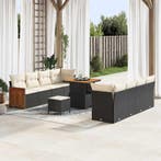 vidaXL Tuinbank Set met kussen 12 pcs Zwart en Crème poly, Verzenden, Nieuw