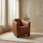 Leren fauteuil Press - Massif Armagnac (donkercognac) -, Nieuw, Ophalen of Verzenden, Eigentijds, Klassiek, Retro, Romantisch, Vintage
