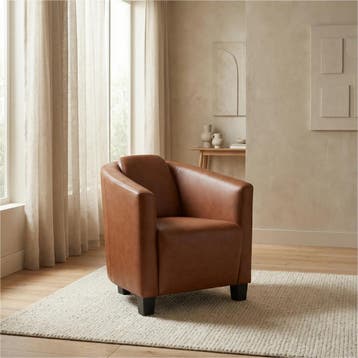 Leren fauteuil Press - Massif Armagnac (donkercognac) -, Nieuw, Ophalen of Verzenden, Eigentijds, Klassiek, Retro, Romantisch, Vintage