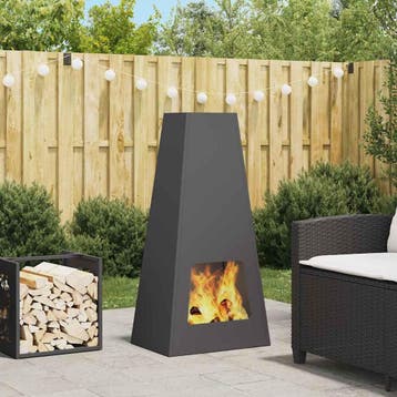 vidaXL Vuurkom Zwart 50 x 35 x 100 cm weervast staal, Verzenden, Nieuw